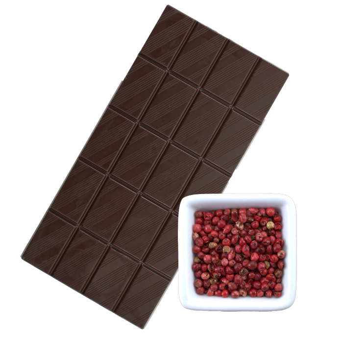 Zartbitterschokolade mit roten Pfefferkörnern- 100g