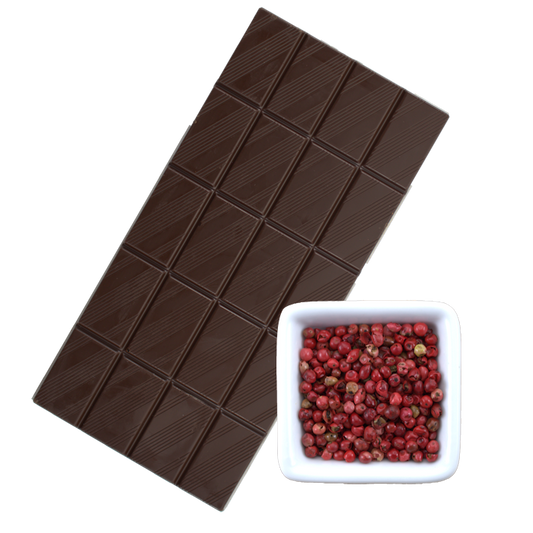 Zartbitterschokolade mit roten Pfefferkörnern- 100g