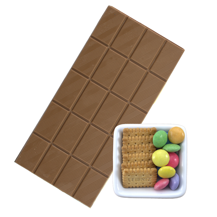 Vollmilchschokolade mit Smarties und Keksen - 100g